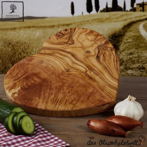 olive wood board heart shaped