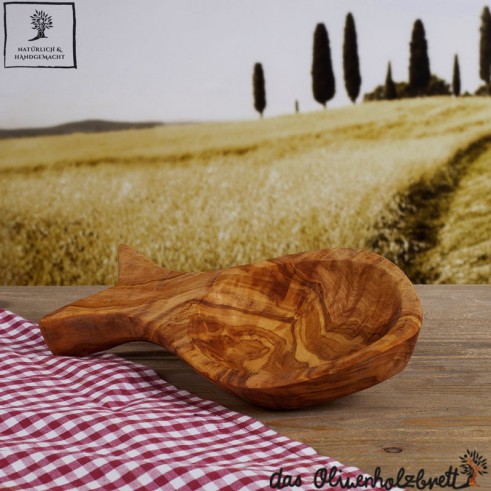 Little olive wood bowl with handle