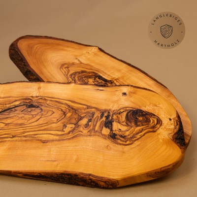 Rindenbrett Olivenholz | Rustikales Servierbrett | Baumscheibe