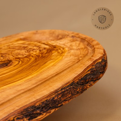 Servierbrett Olivenholz | Naturform mit Saftrille