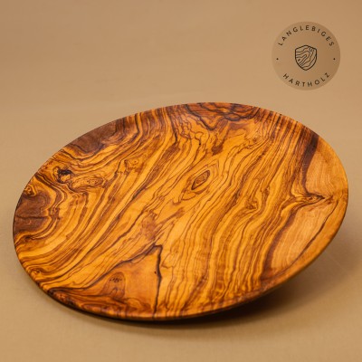 Holzteller Olivenholz rund | Handgefertigt am Alpenrand