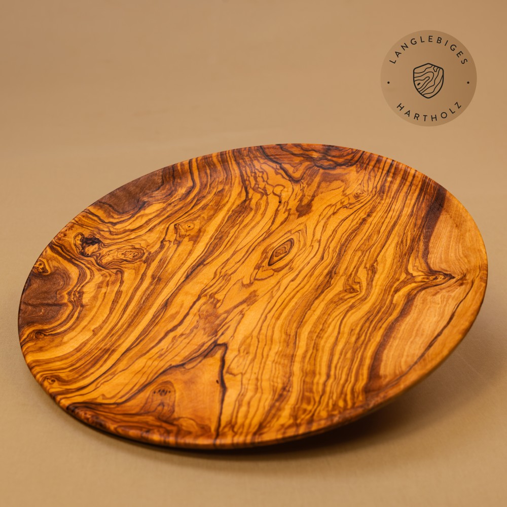 Holzteller Olivenholz rund | Handgefertigt am Alpenrand