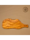 Servierbrett aus Olivenholz | Naturschnitt mit Griff & Rinde