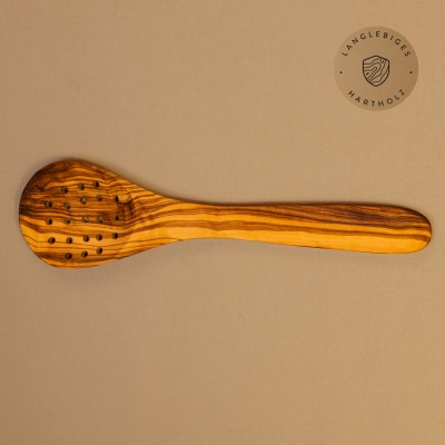 Olivenholz Schaumlöffel – Abseihlöffel robust & handgemacht