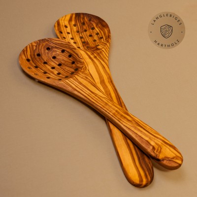 Olivenholz Schaumlöffel – Abseihlöffel robust & handgemacht