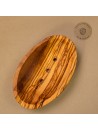 Seifenschale aus Olivenholz oval mit Löchern | naturbelassen