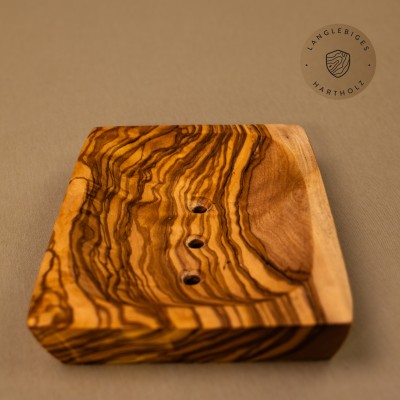 Seifenschale rechteckig aus Olivenholz mit Löchern | Ästhetik fürs Bad
