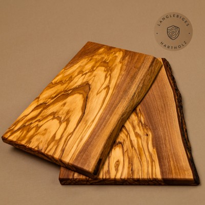 2er-Set Frühstücksbretter Olivenholz | authentisch mit Naturkante