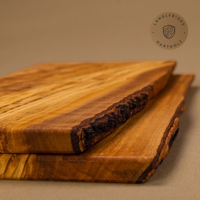 2er-Set Frühstücksbretter Olivenholz | authentisch mit Naturkante
