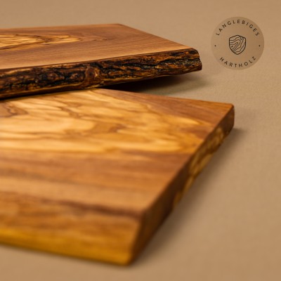 2er-Set Frühstücksbretter Olivenholz | authentisch mit Naturkante
