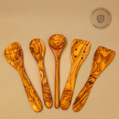 5er Set Küchenhelfer aus Olivenholz ab 25cm Länge