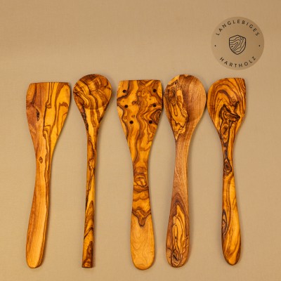 5er Set Küchenhelfer aus Olivenholz ab 25cm Länge