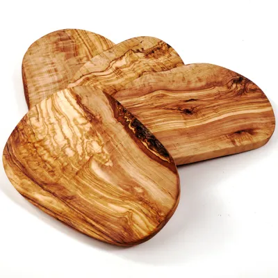 4er Set Brotzeitbrett aus Olivenholz | Naturschnitt | in 10 Größen erhältlich