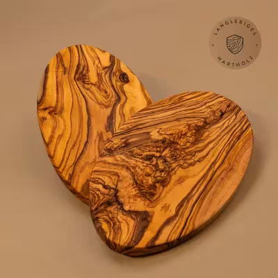 2er-Set ovale Frühstücksbretter Olivenholz | Handarbeit vom Alpenrand