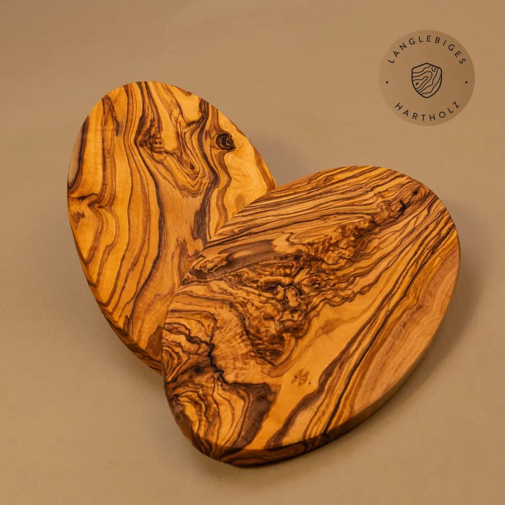 2er-Set ovale Frühstücksbretter Olivenholz | Handarbeit vom Alpenrand