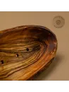 Seifenschälchen aus Olivenholz mit Löchern | oval | naturbelassener Rand