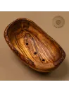 Seifenschälchen aus Olivenholz mit Löchern | oval | naturbelassener Rand