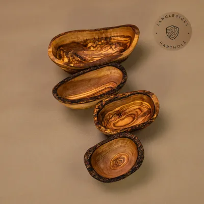 Olivenholz Schale klein länglich mit Naturrand | naturbelassen | 8 – 18 cm