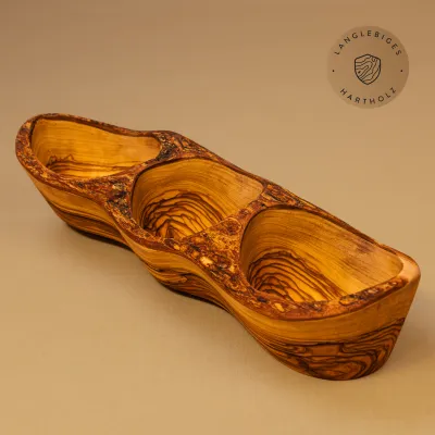 Schale aus Olivenholz mit drei Fächern | handgemacht | naturbelassen