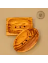 Seifenschalen-Set aus Olivenholz | oval & rechteckig mit Löchern