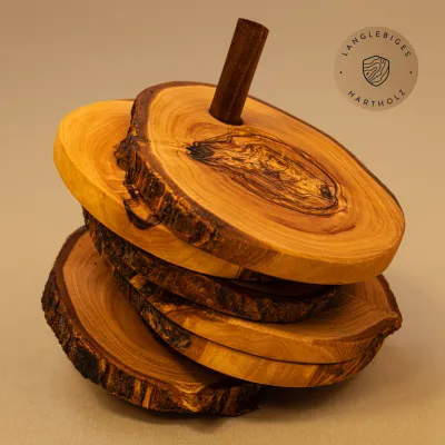 Untersetzer aus Olivenholz mit Naturrand | Baumscheibe | rustikal | 6 Stck.