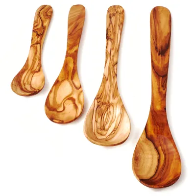 4er-Set Löffel aus Olivenholz | 20 - 35 cm | vielseitig für Tisch & Küche