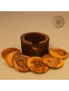 Untersetzer-Set Olivenholz | 6 Stück | rustikaler Halter