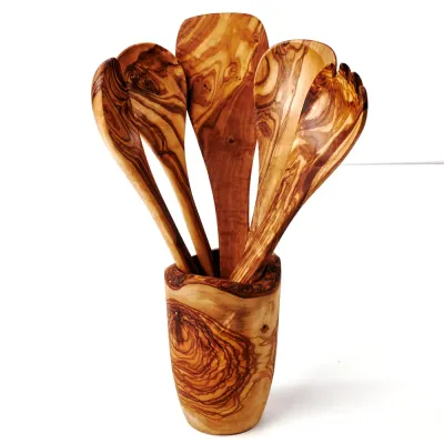 Kochlöffelhalter aus Olivenholz im Naturschnitt – rustikal & naturbelassen