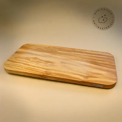 2er-Set Olivenholz Schneidebrett massiv | rechteckig mit gerundeten Ecken