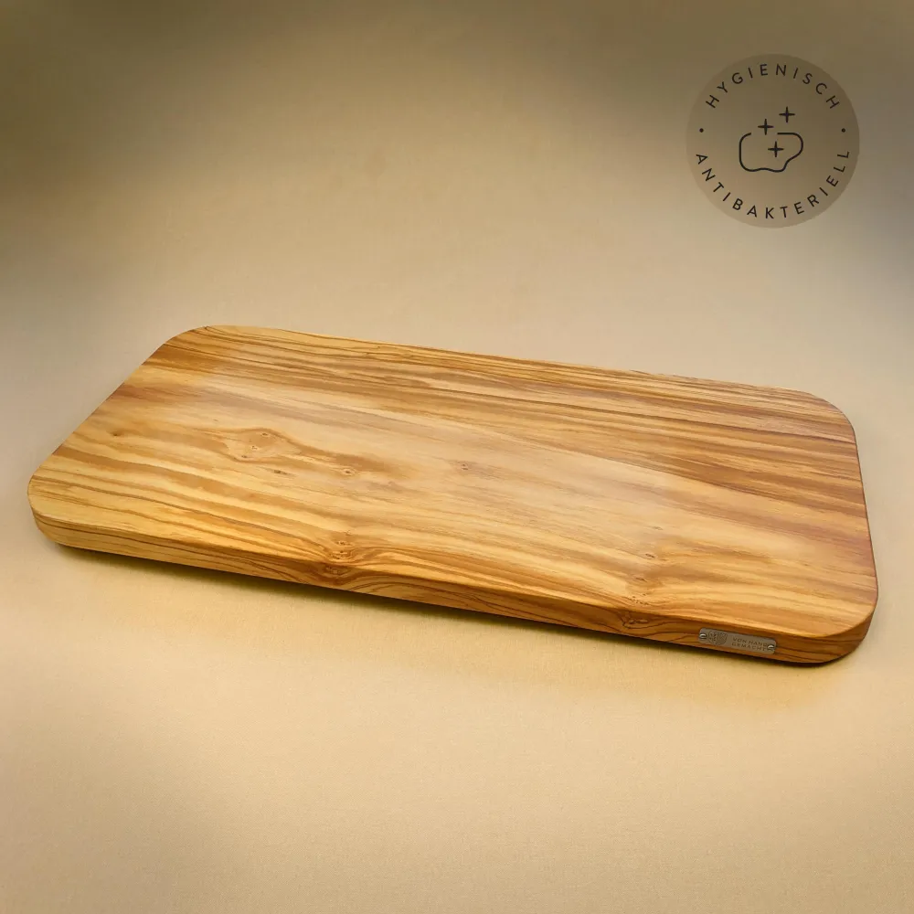 2er-Set Olivenholz Schneidebrett massiv | rechteckig mit gerundeten Ecken
