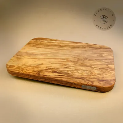 2er-Set Olivenholz Schneidebrett massiv | rechteckig mit gerundeten Ecken