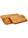 2er-Set Olivenholz Schneidebrett massiv | rechteckig mit gerundeten Ecken