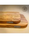 2er-Set Olivenholz Schneidebrett massiv | rechteckig mit gerundeten Ecken