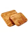 2er-Set Olivenholz Schneidebrett massiv | rechteckig mit gerundeten Ecken