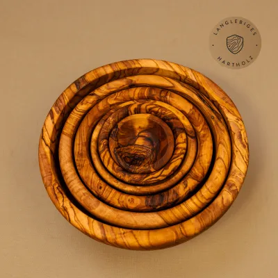 6er-Set Schalen aus Olivenholz | natürlich & stapelbar