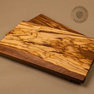Klassisches Frühstücksbrett aus Olivenholz | Handarbeit vom Alpenrand