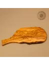 Servierbrett aus Olivenholz | Naturschnitt mit Griff & Rinde
