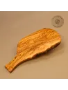 Servierbrett aus Olivenholz | Naturschnitt mit Griff & Rinde