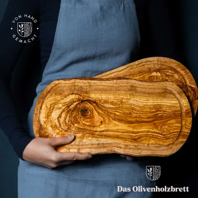 Servierbrett Olivenholz | Naturform mit Saftrille