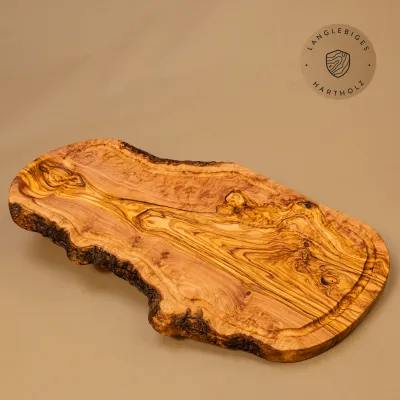 Servierbrett Olivenholz | Naturform mit Saftrille