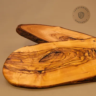 Rindenbrett Olivenholz | Rustikales Servierbrett | Baumscheibe