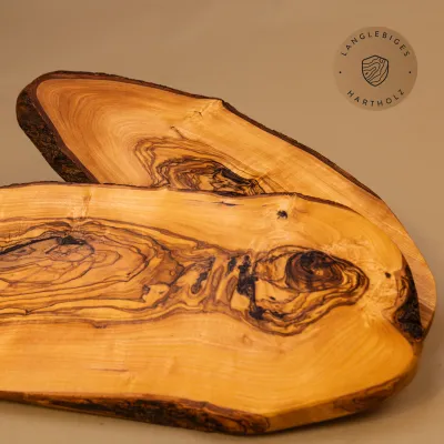 Rindenbrett Olivenholz | Rustikales Servierbrett | Baumscheibe