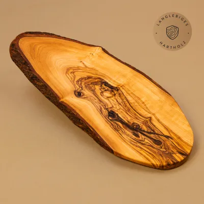 Rindenbrett Olivenholz | Rustikales Servierbrett | Baumscheibe