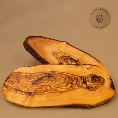 Rindenbrett Olivenholz | Rustikales Servierbrett | Baumscheibe