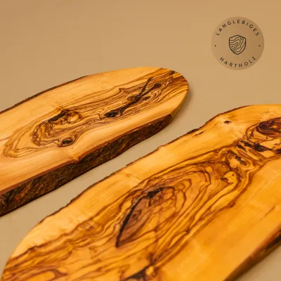 Rindenbrett Olivenholz | Rustikales Servierbrett | Baumscheibe