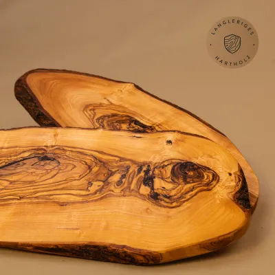 Rindenbrett Olivenholz | Rustikales Servierbrett | Baumscheibe