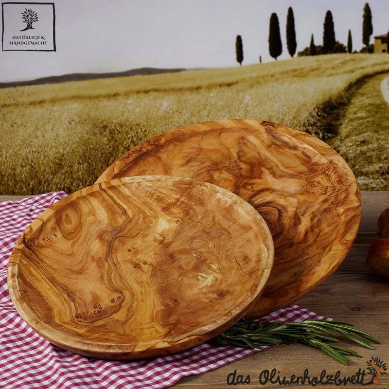 Holzteller olivenholz, holz, klassischer holzteller handgemacht, rund,