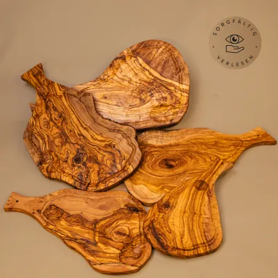 Steakbrett Olivenholz mit Saftrille & Griff | in 5 Größen erhältlich