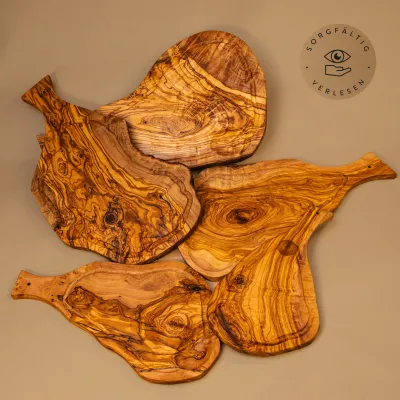 Steakbrett Olivenholz mit Saftrille & Griff | in 5 Größen erhältlich