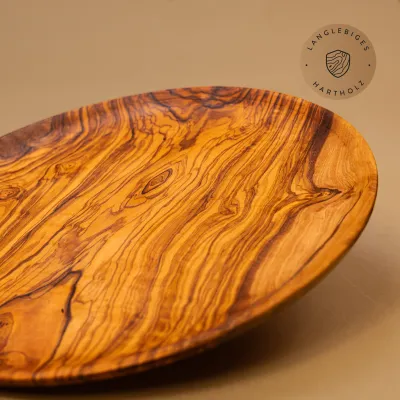 Holzteller Olivenholz rund | Handgefertigt am Alpenrand